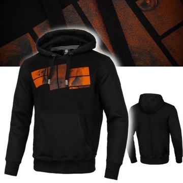 PITBULL WEST COAST BLUZA MĘSKA Z KAPTUREM ORANGE LOGO 400g CZARNA XL