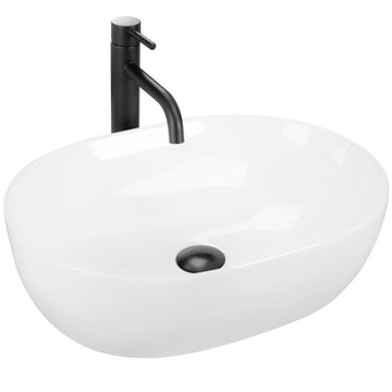 UMYWALKA NABLATOWA CERAMICZNA OWALNA DUŻA BIAŁA REA LISA