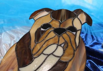 Витраж «Английский бульдог Тиффани» подвесной