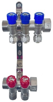 X-HOME ROZDZIELACZ PEX 1” x 16 mm 3 OBWODY WODY ZIMNEJ 2 OBWODY CIEPŁEJ