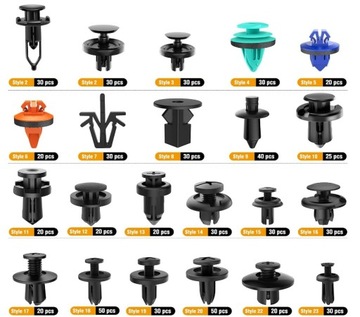 ШПИЛЬКИ, АВТОМОБИЛЬНЫЕ ЗАЖИМЫ, СЪЕМНИКИ ДЛЯ СНЯТИЯ ОБИВКИ, НАБОР 675 шт.