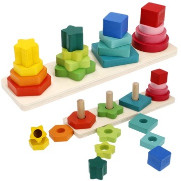 SORTER KSZTAŁTY PIRAMIDKA UKŁADANKA DREWNIANA