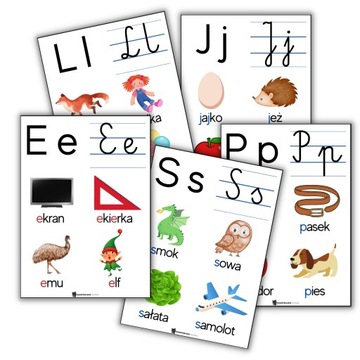 ALFABET Plansze edukacyjne do szkoły Litery A6 x32