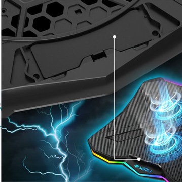 ОХЛАЖДАЮЩАЯ ПОДСТАВКА ДЛЯ НОУТБУКА 15–17 ДЮЙМОВ, РЕГУЛИРУЕМАЯ RGB-СВЕТОДИОДНАЯ, С USB