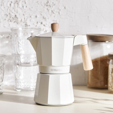 Кофеварка MIA MOKKA бежевого цвета с деревянной ручкой 6 ЧАШЕК HOMLA