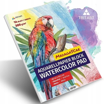 Papier Akwarelowy A2 300g biały 14 arkuszy 300 g