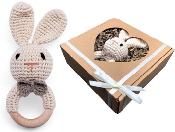 Gryzak grzechotka drewniana ECO króliczek handmade
