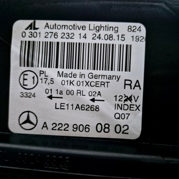 MERCEDES S TŘÍDA W222 13-20 SVĚTLO PRAVÁ FULL LED EU