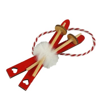 Красные деревянные рождественские подвески, лыжи, перчатки, коньки, санки