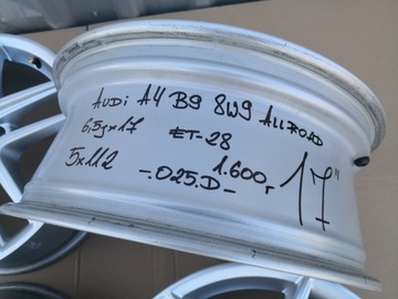 4× DISK HLINÍK AUDI OE A4 B9 8W9 ALLROAD / A3 B8 6.5" X 17" 5X112 ET 28
