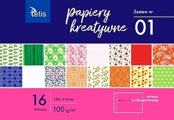 PAPIERY KREATYWNE ZESTAW 1 A5 16 ARK.