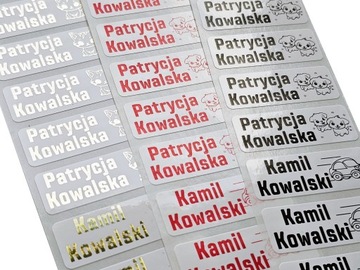 NAKLEJKI na folii Z IMIENIEM - 100 SZT - imienniki, naklejki dla dziecka