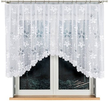RENATA Firanka 300x130cm, kolor biały, firana z łukiem (gotowa)