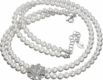 CRYSTAL PEARL NASZYJNIK PERŁY FLOW SREBRO ARANDE