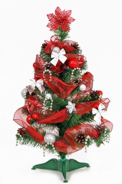 CHOINKA SZTUCZNA UBRANA Z DEKORACJĄ LED 50CM WORKU