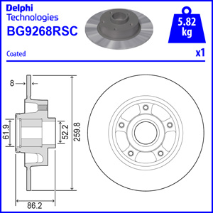 Tarcza hamulcowa DELPHI BG9268RSC