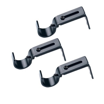3Pcs Adjustable Curtain Rod Bracket Holder for 25mm Rod for Black