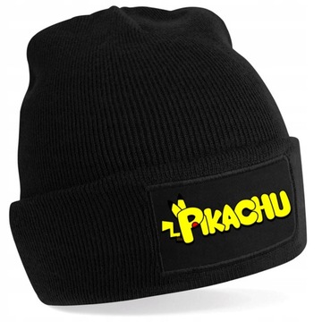 Czapka Zimowa Pikachu pokemon Pika Beanie CZARNA Dziana