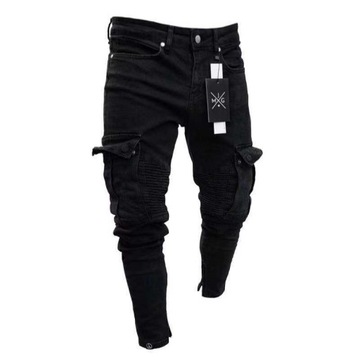 Dżinsy spodnie Męskie ze streczem czarne duże boc