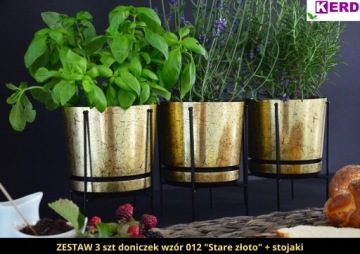 21 Цветочный горшок OLD GOLD, узор под старину, РЕТРО, классический, элегантный, стиль лофт