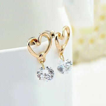 Hollow Gold Color Heart Shiny Dangle Earrings Mini