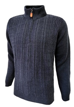 SWETER MĘSKI KRÓTKI ZAMEK STÓJKA GRANAT XXL