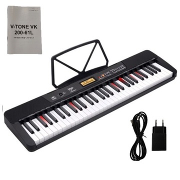 V-TONE VK 200-61L KEYBOARD ORGANY PIANINO 61 KLAWISZY PODŚWIETLANE DYNAMIKA
