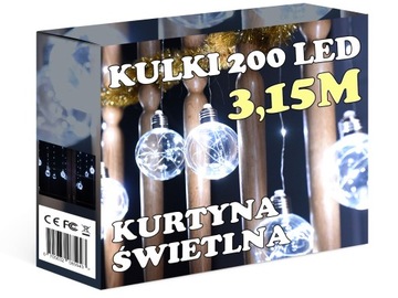 KURTYNA ŚWIETLNA KULKI LED GIRLANDA MIKOŁAJ BAŁWAN