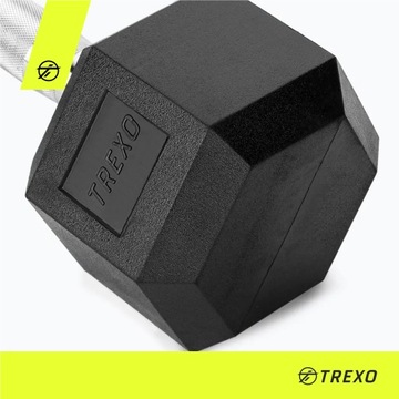 Гантель прорезиненная TREXO Hex 12,5 кг Чугун НЕСКОЛЬЗЯЩАЯ ПОВЕРХНОСТЬ