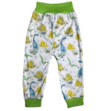 Spodnie niemowlęce 74 fason baggy w dinozaury