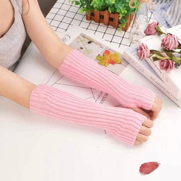 Women Knitted Arm Warmers Gloves Soft Wool Arm Sleeve Long Fingerless