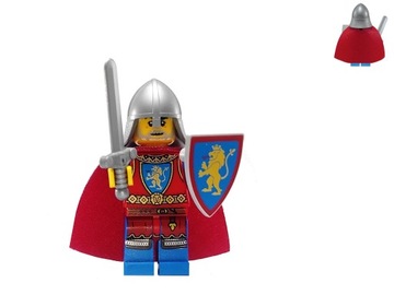 LEGO Castle - Dowódca Rycerzy herbu Złoty Lew + miecz + tarcza + peleryna !