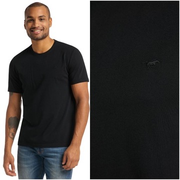 MUSTANG ALEX C EMBROIDERY BLACK MĘSKI T-SHIRT CZARNA KOSZULKA LOGO
