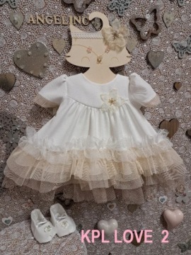 Сукня для хрещення комплект шоколадні LOVE 2 68 Angelino
