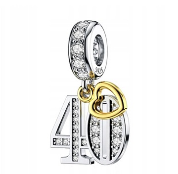CHARMS ZAWIESZKA 40 URODZINY ROCZNICA SERCE SREBRO 925