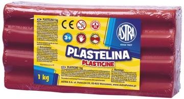 BORDOWY PLASTELINA miękka NIETOKSYCZNA 1 kg Astra Szkolna MASA PLASTYCZNA