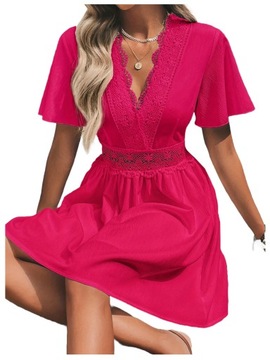SUKIENKA ELEGANCKA LETNIA DAMSKA MINI AŻUROWA BOHO, M