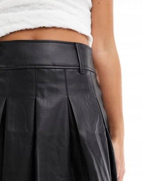 New Look ikr eksokóra plisowana spódnica czarna mini M NH2