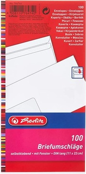 Koperty z okienkiem 100szt 11x22cm Herlitz
