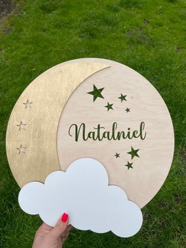 Светодиодный ночник на батарейках с именем ребенка Лунное облако 38см ХИТ