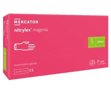 Rękawiczki nitrylowe Magenta różowe pink S rękawice ochronne 100 sztuk