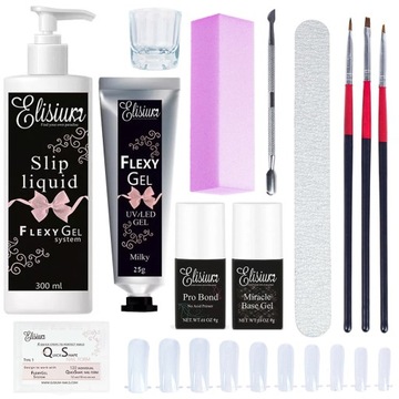 Elisium Flexy Gel молочный 25 мл тональный гель + верхнее покрытие Total Shiny 9 мл