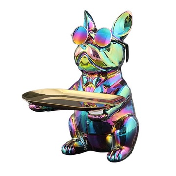Galwanizowana ceramika statua z motywem psa tacka na klucze miska na kolorowe