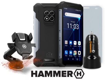 HAMMER Construction 6GB 128GB + Ładowarka i Uchwyt, Szkło