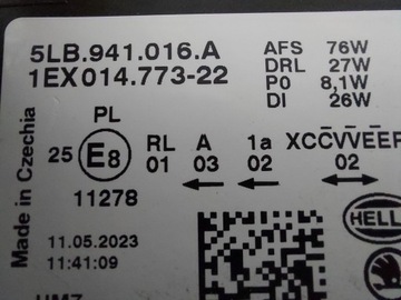 SKODA ENYAQ 5LA SVĚTLO LED PŘEDNÍ PRAVÁ 5LB941016A