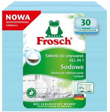 FROSCH Tabletki do Zmywarek Niemieckie Kapsułki Sodowe 30 Sztuk All in One