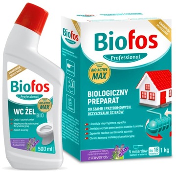 BIOFOS BAKTERIE do SZAMBA PREPARAT do OCZYSZCZALNI LAWENDA 1kg + ŻEL WC