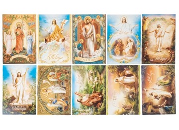 pocztówki wielkanocne religijne kartki z życzeniami Świątecznymi 10 szt MIX