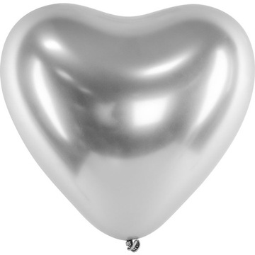 Balony GLOSSY chromowane SREBRNE serce 27cm 50szt