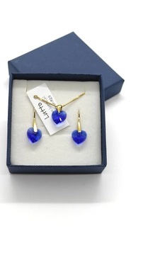 Srebrny pozłacany komplet serce 10mm Swarovski